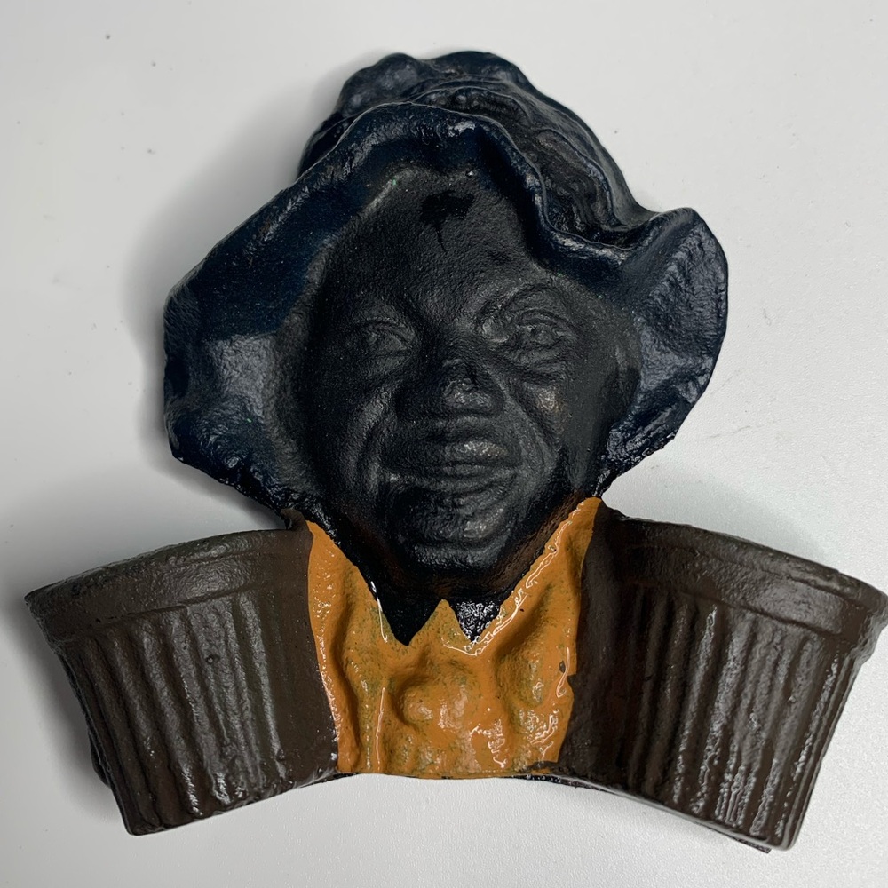 Vintage Double Pocket Man w/ a hat Cast Iron Matchstick Holder - FREE MATCHES